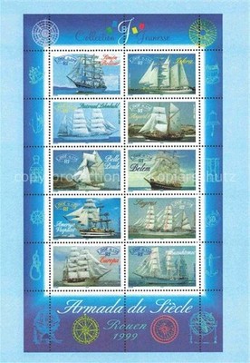 Briefmarken auf Postkarte Timbres Postage Francobollo-- Segelschiffe Rouen