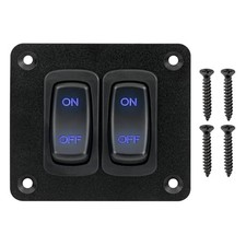 2 Gang Rocker Switch Panel, 12V 5 Pin 20A ON/Off Toggle Switch 2 Gang