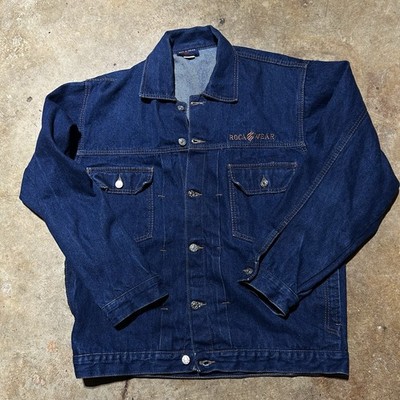 Vintage Y2K Rocawear Dark Denim Jacket XL Embroidered Logo Hip Hop Streetwear