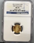 2013 US 1/10th ozt Gold $5 Eagle Coin NGC MS70 First Releases L24403