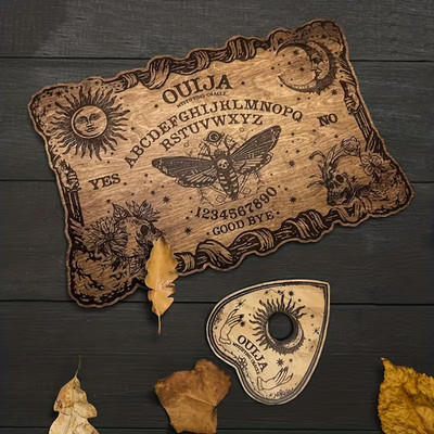 Hölzernes Ouija Board Brett Hexenbrett Brettspiel Gläserrücken Geister