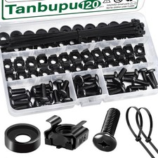 120Pcs M6 x 16mm Rack Mount Cage Nuts Screws Washers and Self-Locking Cable T...