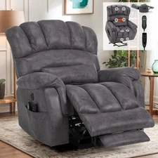 Tall Man Lay Flat Power Lift Recliner Dual Motor Electric Chair w/ Massage Heat