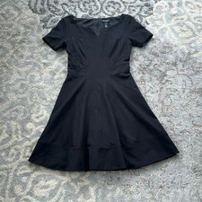 White House Black Market Ponte Knit Fit Flare Dress Black 00