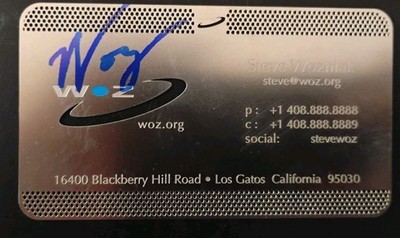 STEVE WOZNIAK SIGNED AUTOGRAPH METAL BUSINESS CARD APPLE COMPUTER CO-FOUNDER WOZ