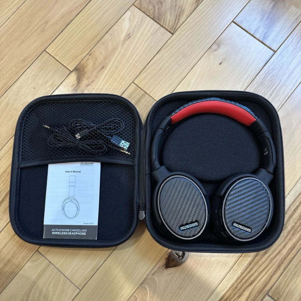 AUSDOM ANC7 Active Noise Cancelling Wireless Headphones w/ Bluetooth, Carry Case - Image 2 of 4
