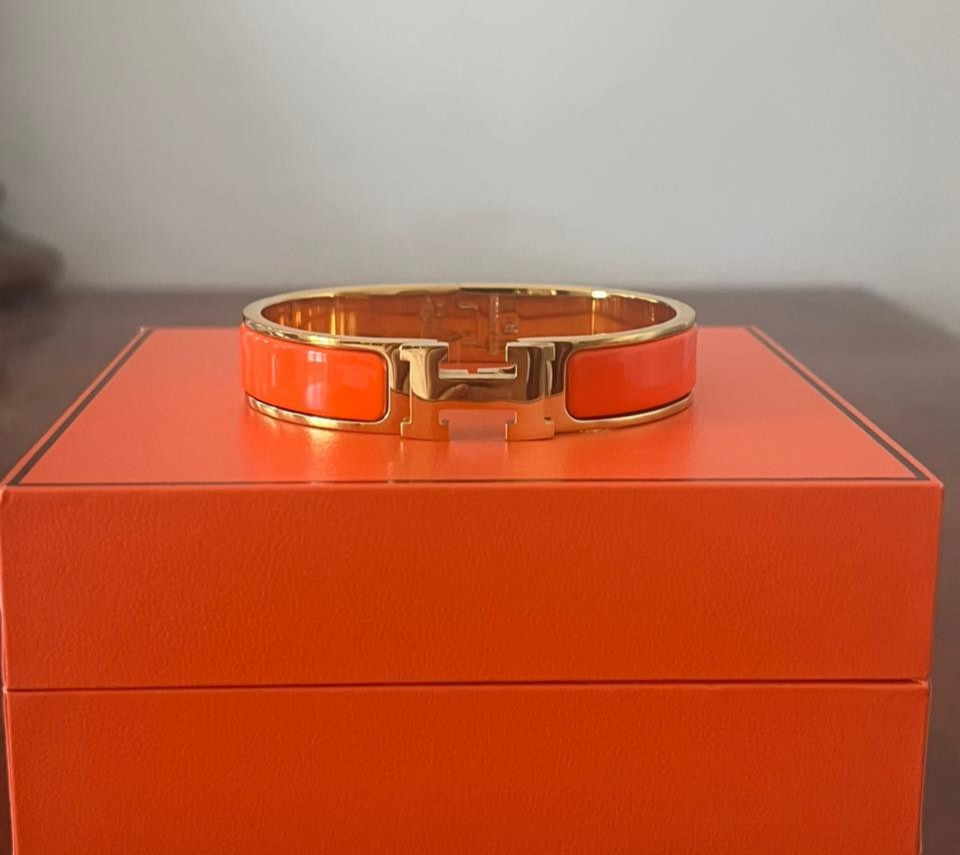 Hermes Clic Clac H Bracelet Gold Hardware Orange PM 17cm
