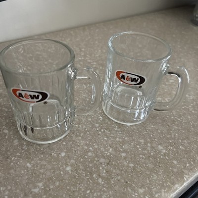 2 Small AW Root Beer Vintage Logo Mug 4 1/4'' Tall, 8 oz