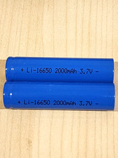 2 Pc Blue 16650 Rechargeable Battery 3.7v 2000mah Li-ion Flat Top New