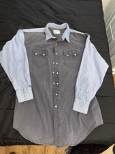 Tru West Rockmount Ranch Wear USA Diamond Pearl Snap Large Men  s Shirt 2 Tone