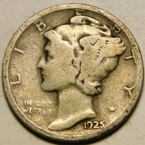 1925 D Mercury Dime G - VG   "Actual Coin Pictured - Appears Cleaned"