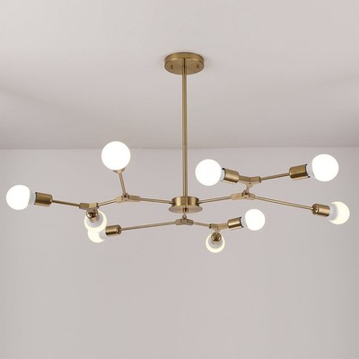 Mid Century Sputnik goldfarben verzweigter Kronleuchter Pendelleuchte 6-9 Köpfe