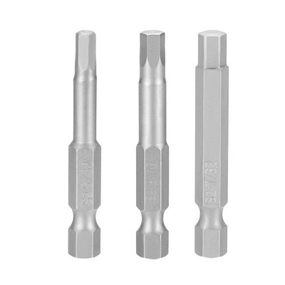 3pcs 5/32+3/16+7/32'' SAE Hex Head Wrench Drill Bit 50mm Length Magnetic Bit Gray