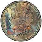 1883-O PCGS MS62 Morgan Silver Dollar w/ Explosive Rainbow End-of-Roll Toning