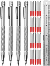 Tungsten Carbide Scriber, Knurled Aluminum Handle, 4Pack with Bonus Marking Tips