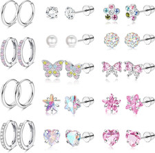 14 Pairs Hypoallergenic Earrings for Women Girls Surgical Steel Screw Back Earri