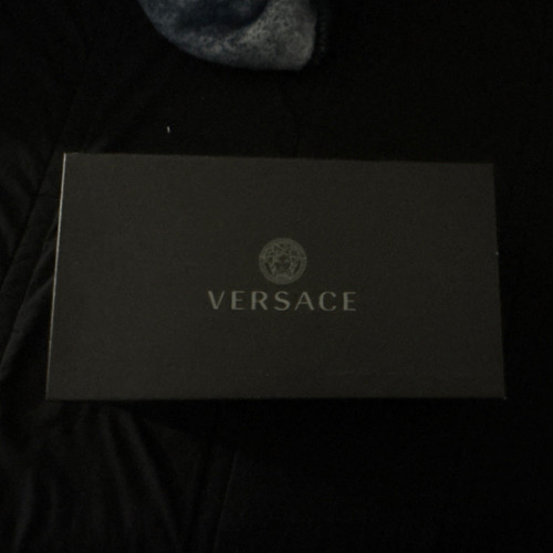 Versace Men’s Black Slide Sandals Logo Accent Hook & Loop Strap US 9