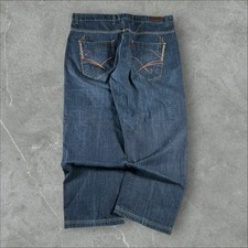 RK Jeans Men 44x32 Blue Y2K Baggy Wide Leg Grunge Embroidered Hip Hop 2000s Goth