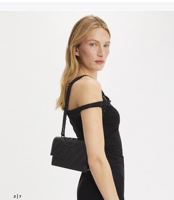 TORY BURCH FLEMING SCHWARZ SMALL ALL BLACK CAVIAR LEDER TOP NEUPREIS 650 EURO  