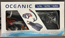 Oceanic Adult Snorkeling Set Fins, Mask, Snorkel, Storage Bag - Size L/XL