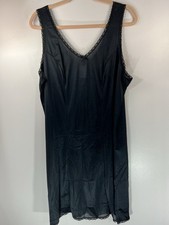 Velrose Black Full Slip Size 44 Nylon Lingerie Under Dress Lace Trim Classic