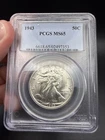 1943 Walking Liberty Half Dollar PCGS MS65 - WHITE COIN