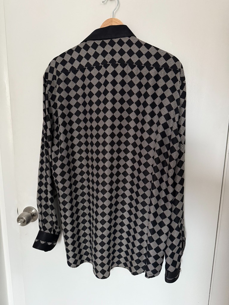 Vintage Ameri New York Silk Geometric Button Down… - image 4