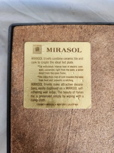 Vintage Mirasol Ceramic Tile Trivet Cork Back Italian Art Hot Plate Monterey CA image 14
