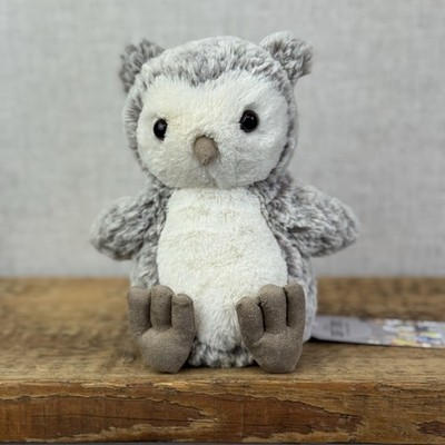Jellycat Barney Eule Küken - beige/grau Mix Textur Fell Beanie selten nicht mehr produziert 8 Zoll