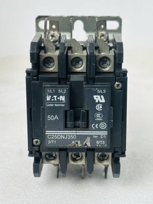 EATON C25DNJ350 50 AMP Allzweckschütz 3-polig Leistungsspule 110-120V GEBRAUCHT