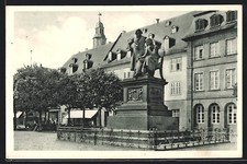 Ansichtskarte Hanau /Main, Marktplatz mit Brüder-Grimm-Denkmal 