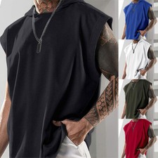 Men's Fitness Hoodie Sleeveless Tank Top Muscle Tank Top Gym Fitness Top