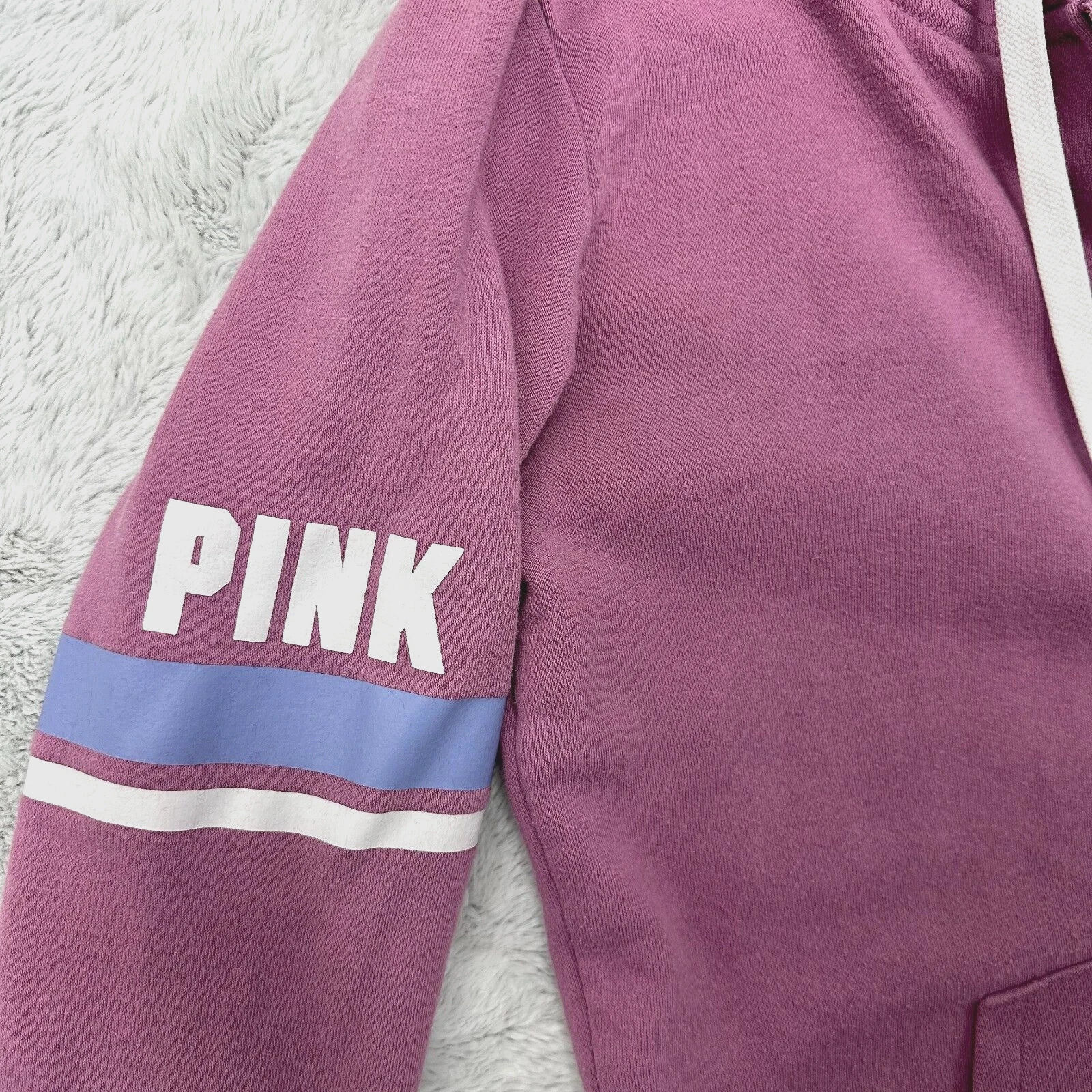 VETEMENTS Felpa con cappuccio Victoria's Secret ROSA cordini donna S tasca anteriore difetti multicolore