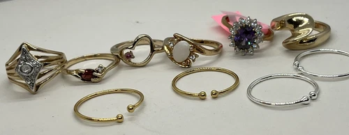 Lot of 10 Mixed Costume Jewelry Rings - Vintage & New