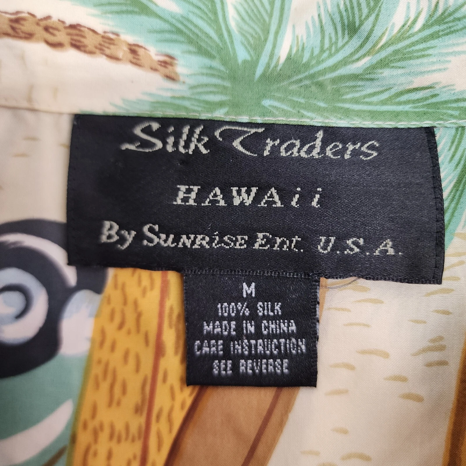 Silk Traders Hawaii By Sunrise Button up Shirt Size M Silk Surfing Beach wagon