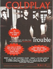 COLDPLAY Vintage 2001 Trouble PROMO TRADE AD Poster of Parachutes  MINT 8.5x11