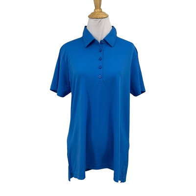 Travis Mathew Polo Shirt Womens L Large Blue Oceanside Solid Short Sleeve Golf
