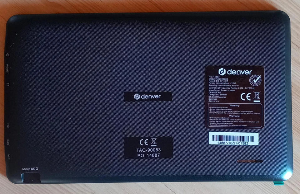 Android Tablet 9Zoll Denver TAQ-90083 - Bild 3 von 4