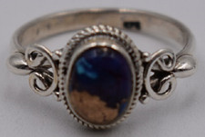 Sterling silver 925 Copper Purple Turquiose Oval ring size 7.5 Excellent new