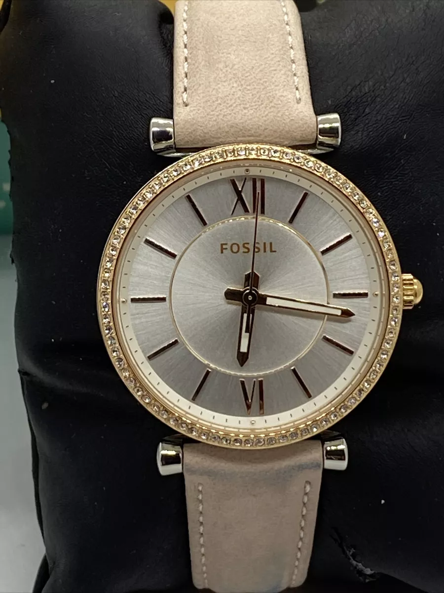 Fossil Carlie ES4484 Women s Leather Strap Analog Silver Dial