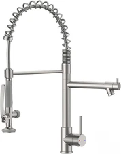 Commercial Pull down Kitchen Sink Faucet with Sprayer Brushed Nickel