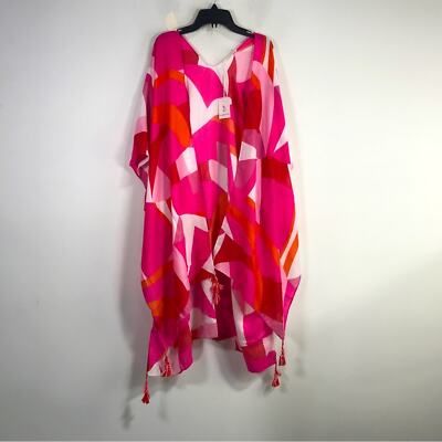 Do Everything in Love Abstract Kimono, Women's Size OS - Fuchsia/Orange