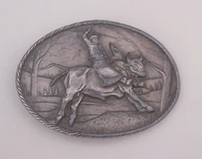 Vintage 80s Bull Rider Cowboy Brass Belt Buckle ` The Great American Buckle Co