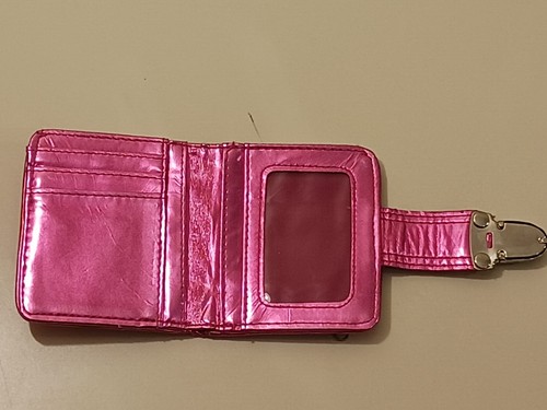 Kid Sized Pink Wallet Zipper Pockets Pictures Slick Girly Barbie - Picture 3 of 8