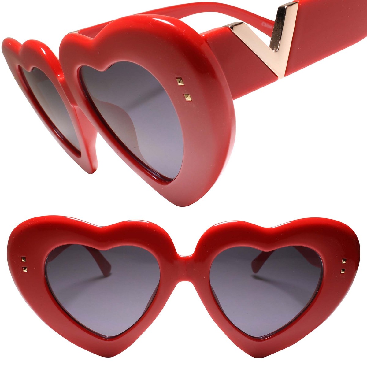 Chunky Love Eye-Catching Bold Heart-Shaped Sunglasses with Thick