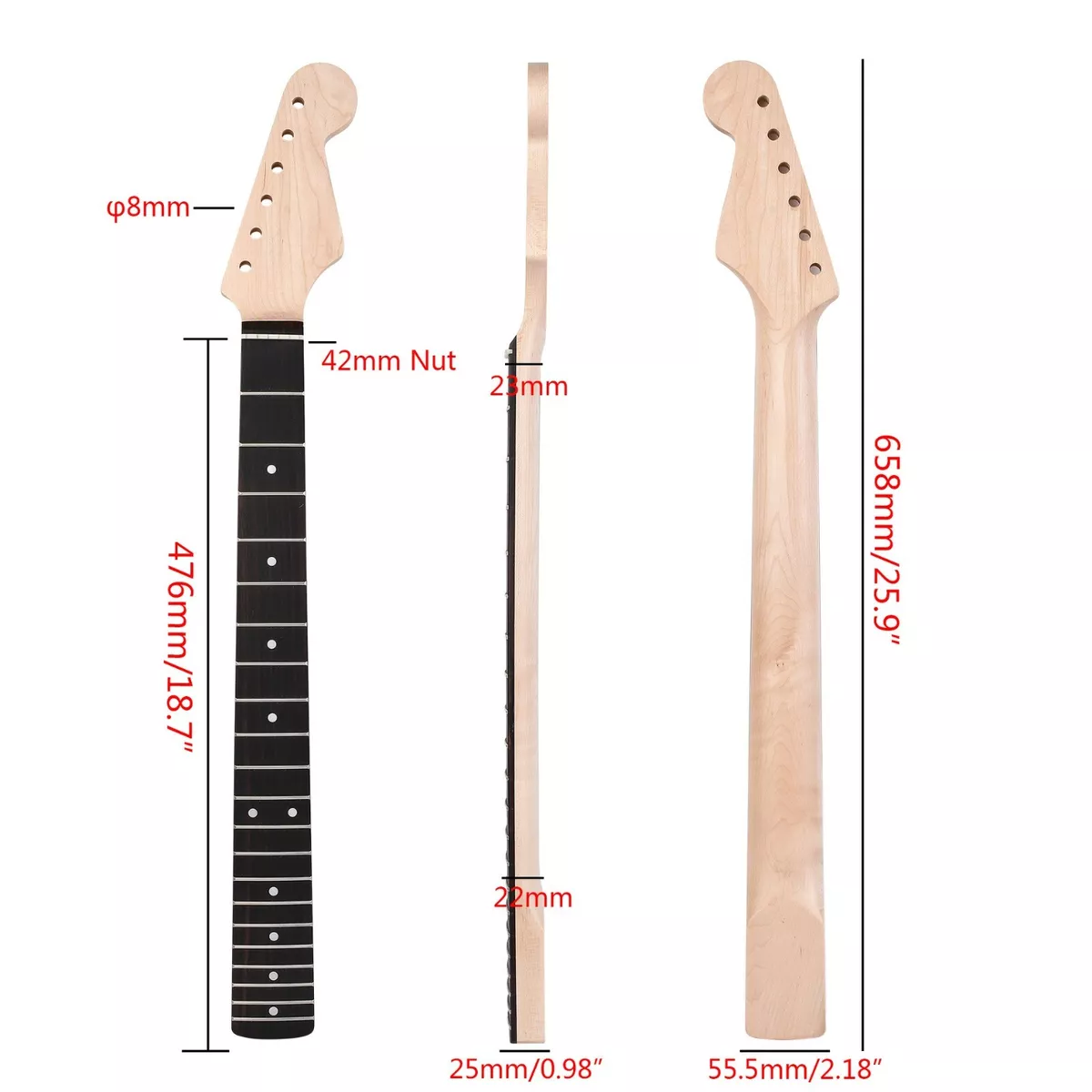 DIY 21 Frets Electric Guitar Neck Maple Fingerboard For ST