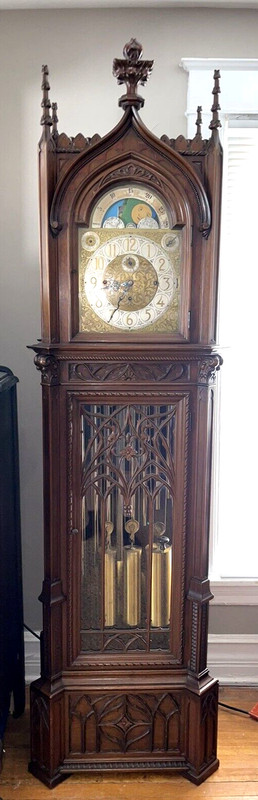 Antique Gothic Colonial Winterhalder Hofmeier 9 Tube/Tubular Grandfather Clock