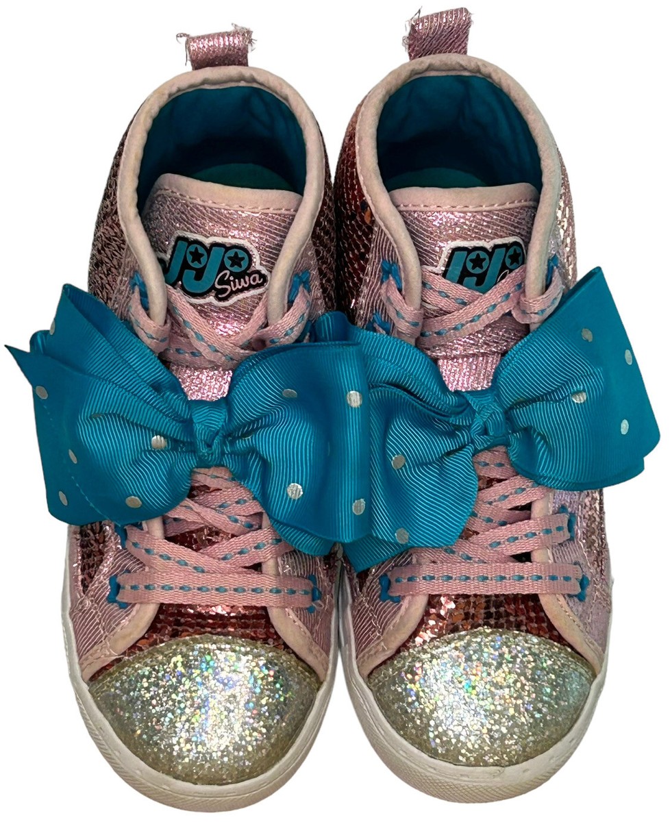 Jojo Siwa Girls High Top Sequins Shoes Pink Glitter Sneakers Youth Size 11