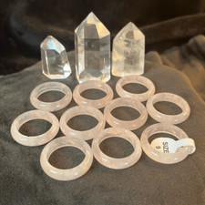 New Natural Solid Beautiful Hand Carved Rose Quartz Band Ring Size 9