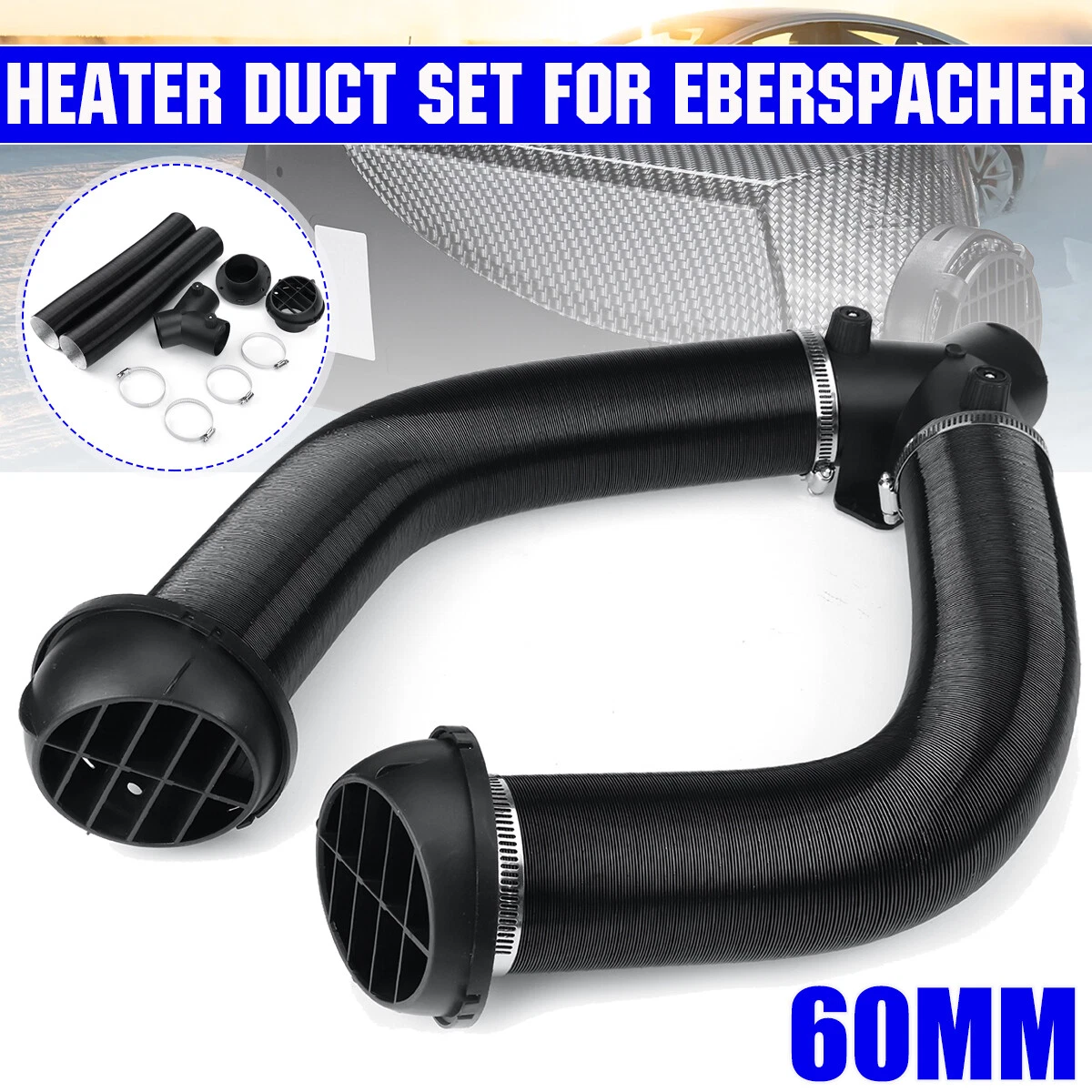 60mm Pipe Air Vent Duct Kit Y Piece Vent w/ Vavle Flap For Webasto Diesel  Heater | eBay